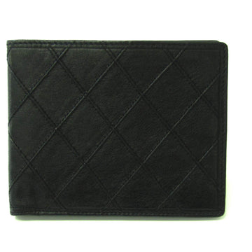 CHANEL Bicolor Women's Leather Bill Wallet [bi-fold] Black