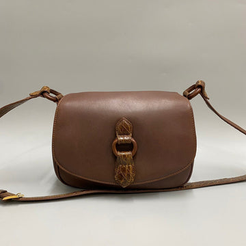 LOEWE Vintage Leather Genuine Mini Shoulder Bag Pochette Sacoche Brown