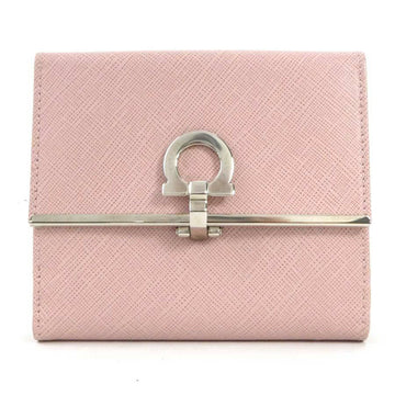 SALVATORE FERRAGAMO Bifold Wallet Gancini Leather Light Pink Ladies h29469f