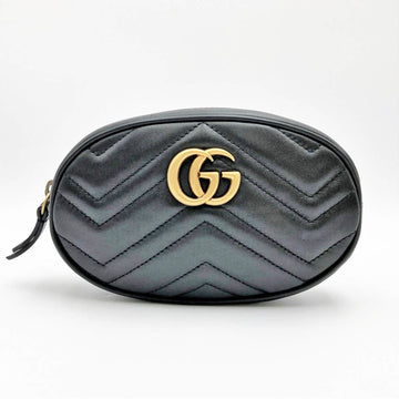 GUCCI GG Marmont Waist Bag Belt Quilted Black Leather Ladies 476434