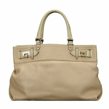 SALVATORE FERRAGAMO 2WAY handbag leather beige shoulder bag gold hardware Gancini Hand Bag