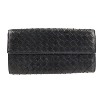 BOTTEGA VENETA intrecciato long wallet 261995 leather black bifold