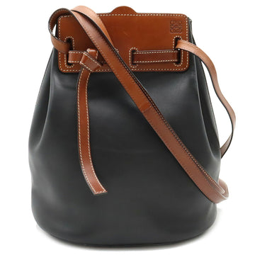 LOEWE Shoulder Tote Bag Leather Bicolor Black Brown