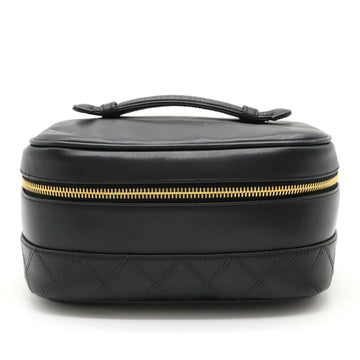 CHANEL Bicolore Vanity Bag Handbag Leather Black A01618