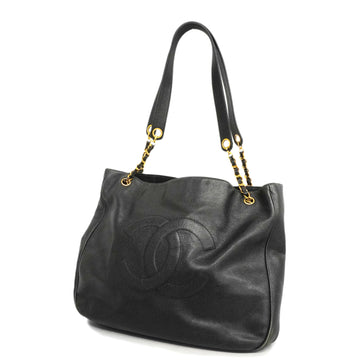 CHANELAuth  Chain Shoulder Leather Shoulder Bag Black