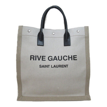 SAINT LAURENT Rive Gauche Tote Bag Black Natural canvas leather