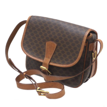 CELINE Shoulder Bag Macadam Brown PVC, Leather