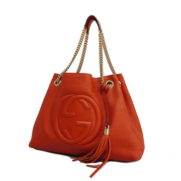 GUCCI [3xb2077] Auth shoulder bag Soho 308982 leather red gold metal