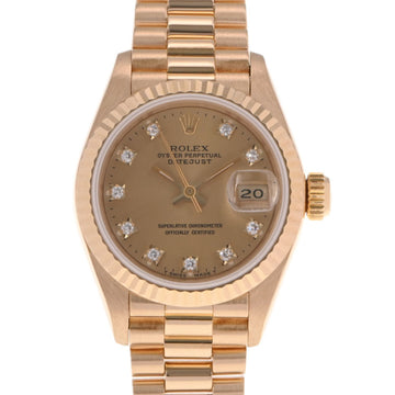 Rolex Datejust 10P Diamond 69178G Women's YG Watch Automatic Winding Champagne Dial