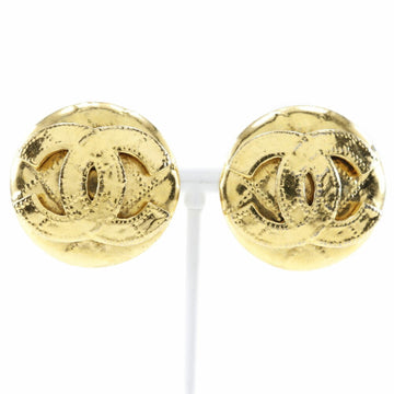 CHANEL here mark earrings matelasse vintage gold plated 94P ladies