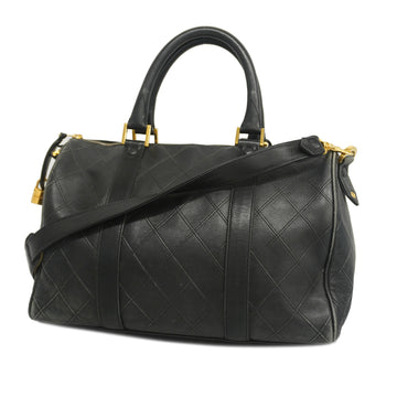 CHANELAuth  Bicolor 2way Bag Women's Leather Black