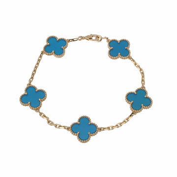 VAN CLEEF & ARPELS Van Cleef Arpels Alhambra 5P Motif Blue Agate VCARP34900 Women's K18 Yellow Gold Bracelet