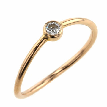 TIFFANY Ring Wave Single Row 1P K18 Pink Gold Diamond Size 8.5 Ladies &Co.
