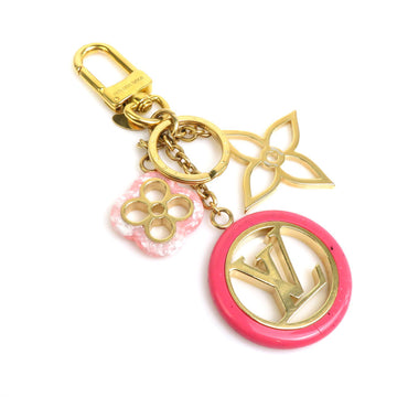 LOUIS VUITTON Charm Key Ring Portocre Color Line Keychain Metal Gold x Pink Unisex M64525