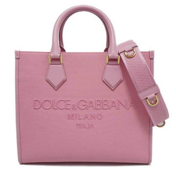 DOLCE & GABBANADOLCE&GABBANA  Embroidery Handbag Shoulder Bag Pink Canvas Leather