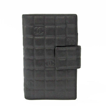 CHANEL Chocolate Bar Women's Leather Middle Wallet [bi-fold] Black