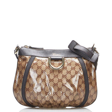 Gucci GG Crystal Abbey Shoulder Bag 265691 Beige Brown PVC Leather Ladies GUCCI