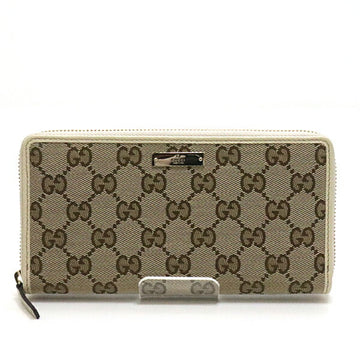 Gucci GG canvas metal bar round long wallet 307980 beige