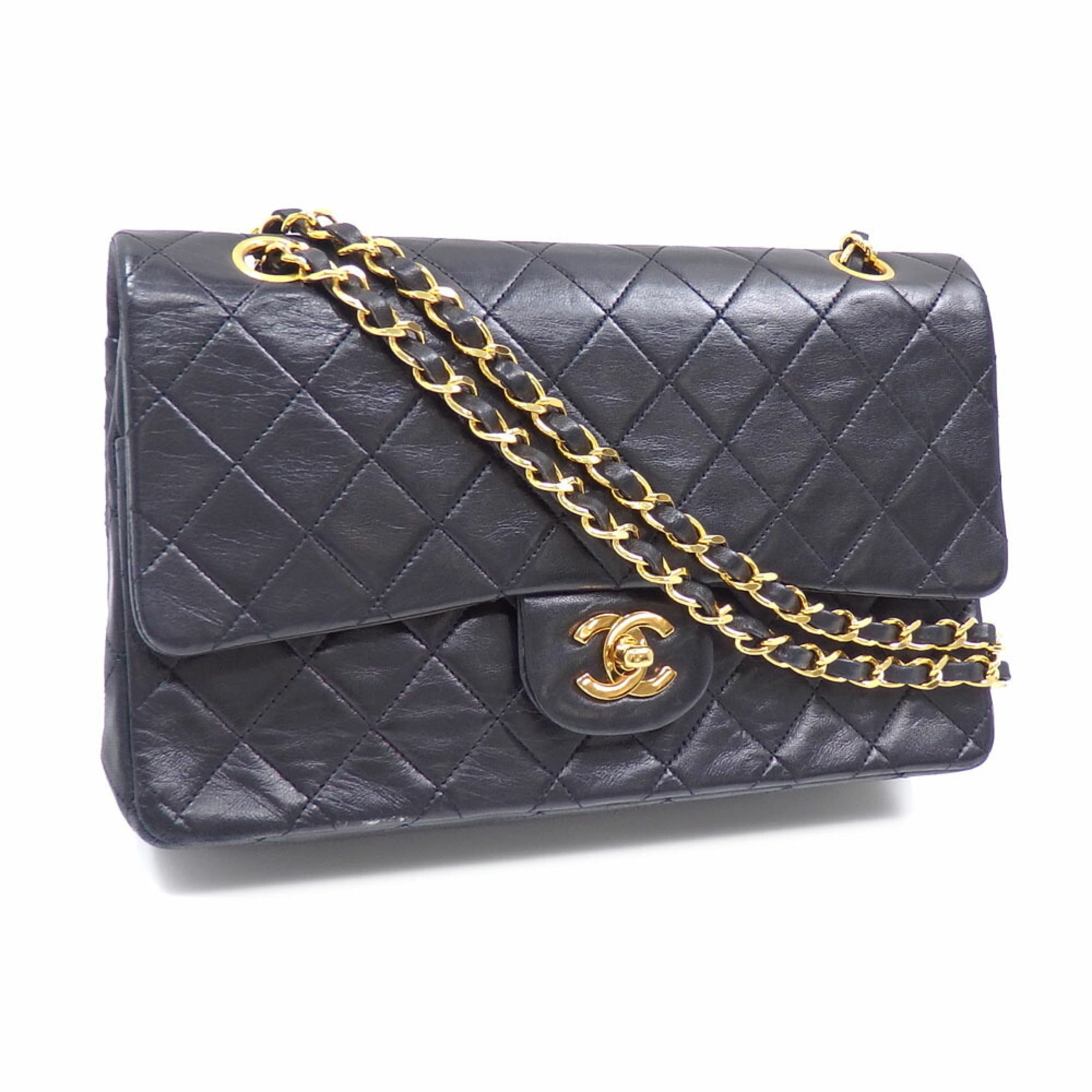 Chanel Bag Matelasse Ladies Black Lambskin Leather Cocomark