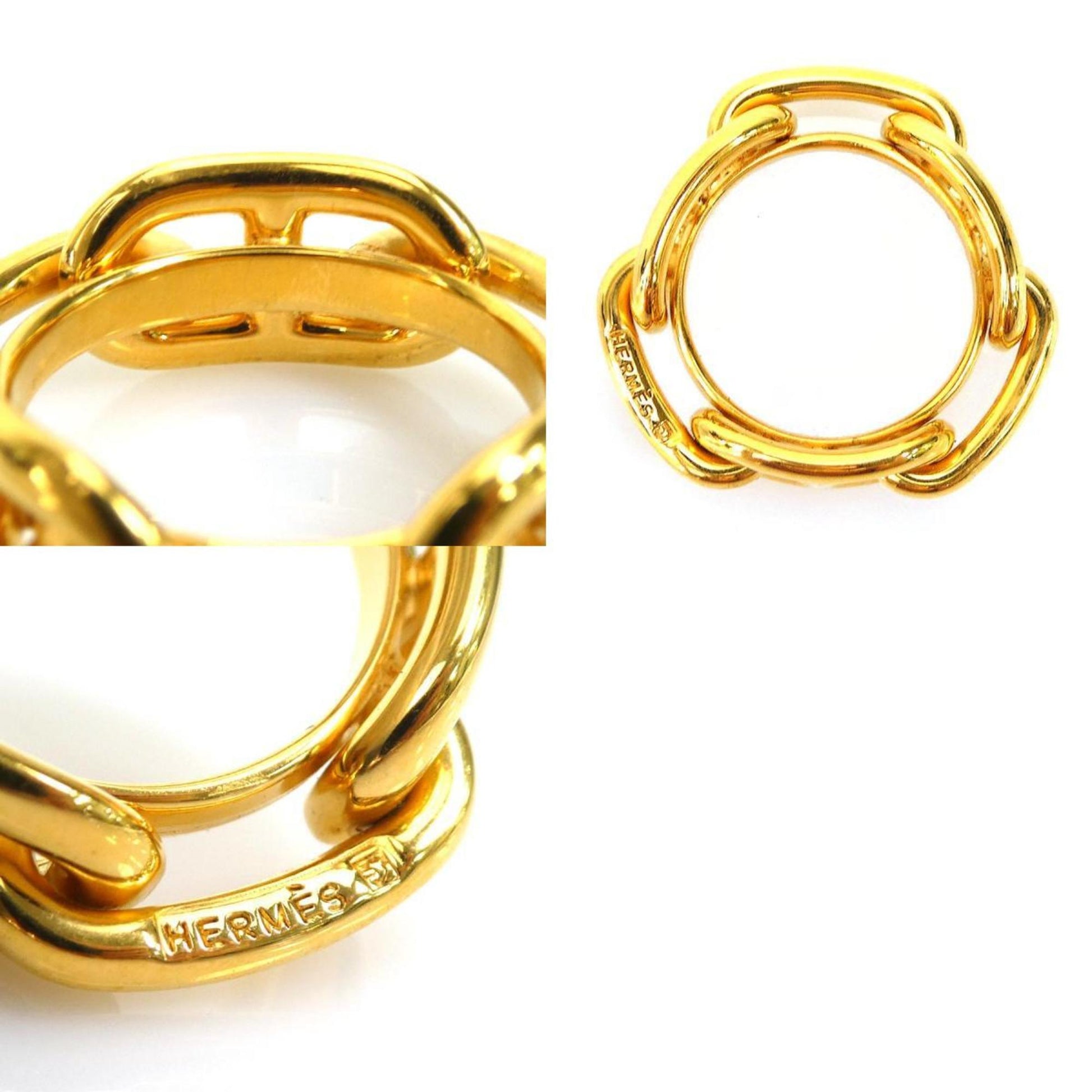 Hermes Scarf Ring Shane Dunkle Metal Gold Women's