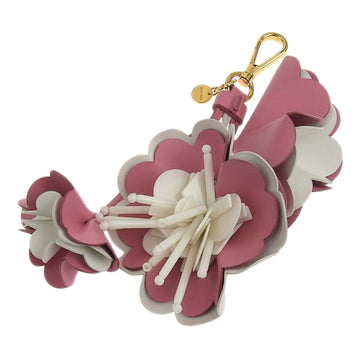 MIU MIUMIU Flower Bag Charm Pink White 5TL165