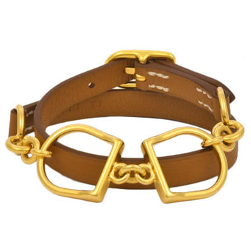 Hermes Etelier Double Tour Bracelet Vaux Swift Gold (Brown) T1(14.5cm)