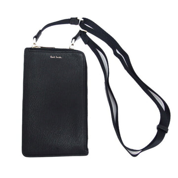 PAUL SMITH Leather Phone Bag Shoulder Pochette Black