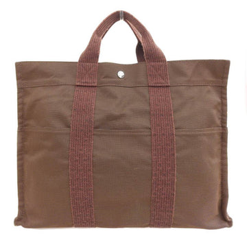HERMES Ale Line Tote MM Bag Handbag Canvas Brown