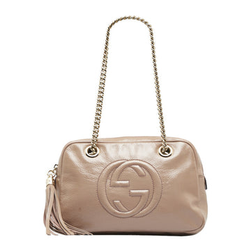 GUCCI Soho Chain Shoulder Bag 308983 Pink Gold Leather Women's