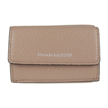 ALEXANDER MCQUEEN Mini Wallet Trifold 573524 Leather Pink Beige Compact