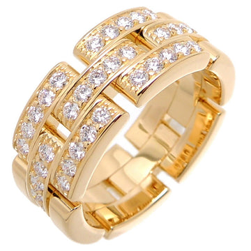 CARTIER #55 Maillon Panthere Half Diamond Women's and Men's Ring B41271 750 Yellow Gold 14