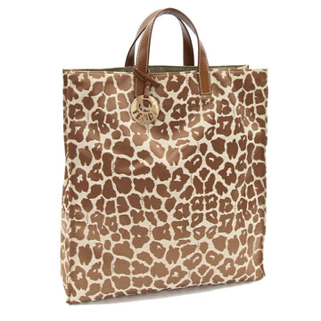 FENDI handbag leopard 8BH173 brown beige nylon canvas leather ladies print