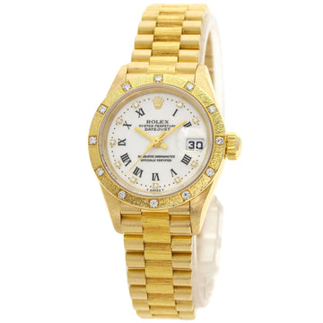 ROLEX 69288G Datejust 10P Bezel Diamond Watch K18 Yellow Gold/K18YG/K18YGx Ladies
