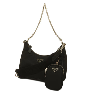PRADAAuth  Testoo Women's Nylon Shoulder Bag Black