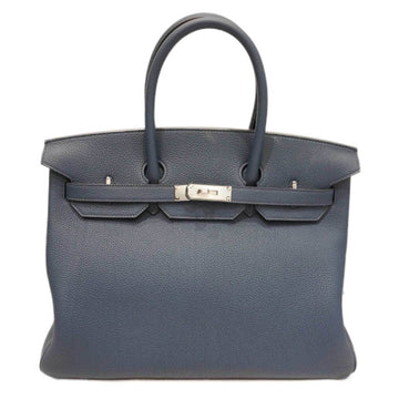 HERMES [] Birkin 35 Handbag Blue de Plus [SV metal fittings] Togo B Engraved Women's Bag Leather