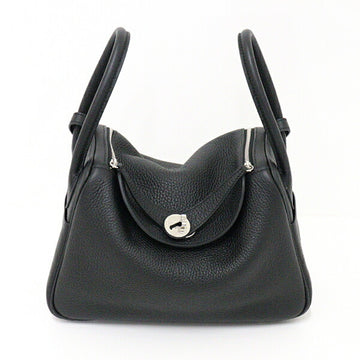 HERMES Lindy 26 Taurillon Clemence Black U Engraved Shoulder Bag Handbag