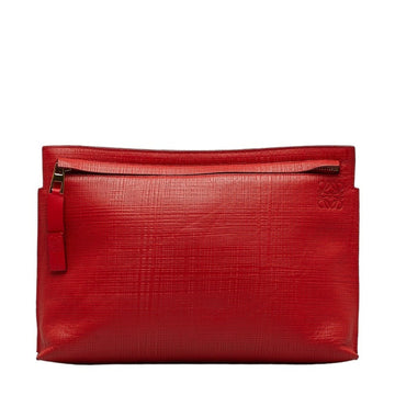 LOEWE Anagram Clutch Bag Red Leather Women's