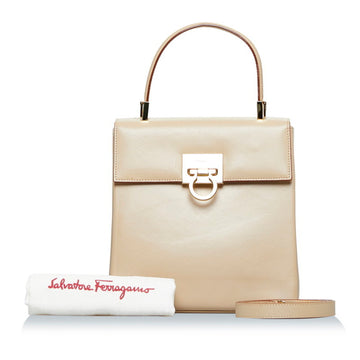 SALVATORE FERRAGAMO Gancini Handbag Shoulder Bag AQ-210160 Beige Leather Ladies