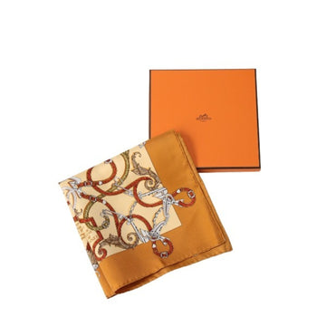 HERMES Carre 45 Silk  Orange Handkerchief