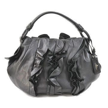 PRADA shoulder bag leather black silver ladies