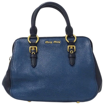 Miu MIU Bag Ladies Handbag Leather Blue Navy RL0058 Compact