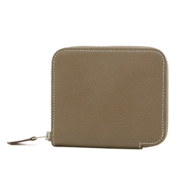 HERMES Azap Compact Silk-in Round Wallet Epson Etoupe Y stamp