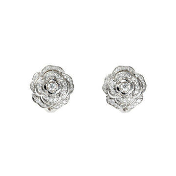 CHANEL Camellia K18WG white gold earrings