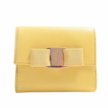 Salvatore Ferragamo Ferragamo Leather Valara Ribbon W Bifold Wallet Yellow