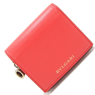 BVLGARI Trifold Wallet B.Zero One 288241 Red Leather Compact Small Ladies