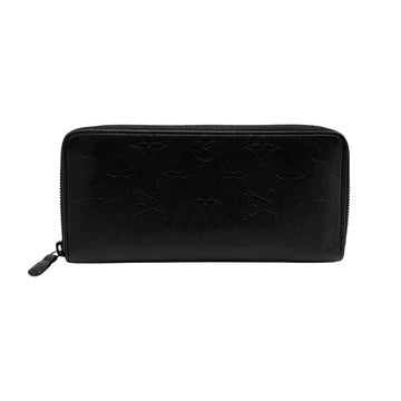 LOUIS VUITTON Zippy Wallet Vertical Monogram Shadow Leather Genuine Round Zip Long Black