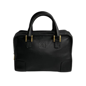 LOEWE Amazona 28 Anagram Logo Hardware Leather Genuine Handbag Mini Boston Bag Black 52266