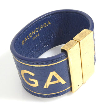 BALENCIAGA Bracelet Leather/Metal Dark Blue/Gold Women's e56049a