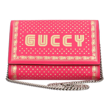 Gucci GUCCY Sega shoulder bag leather pink ladies