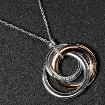 TIFFANY 1837 Interlocking Circle 3-strand Necklace 925 Silver Rubedo Metal &Co.